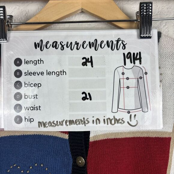 Vintage Alfred Dunner Womens Patchwork Button Up Sweater Large Red White Hearts - Picture 7 of 7